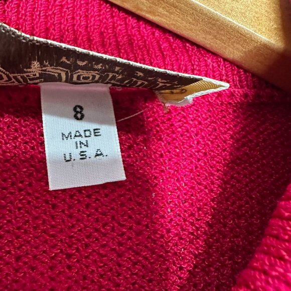 St John Marie Gray Cardigan Size 8 Red Gold Button Front Santana Knit - Picture 9 of 10